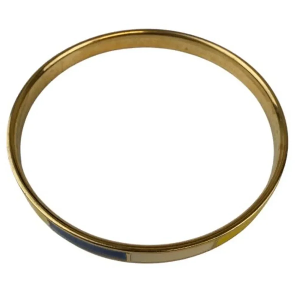 J. Crew Color Block Enamel Stacking Bangle Bracelet Gold Tone Navy Yellow Ivory